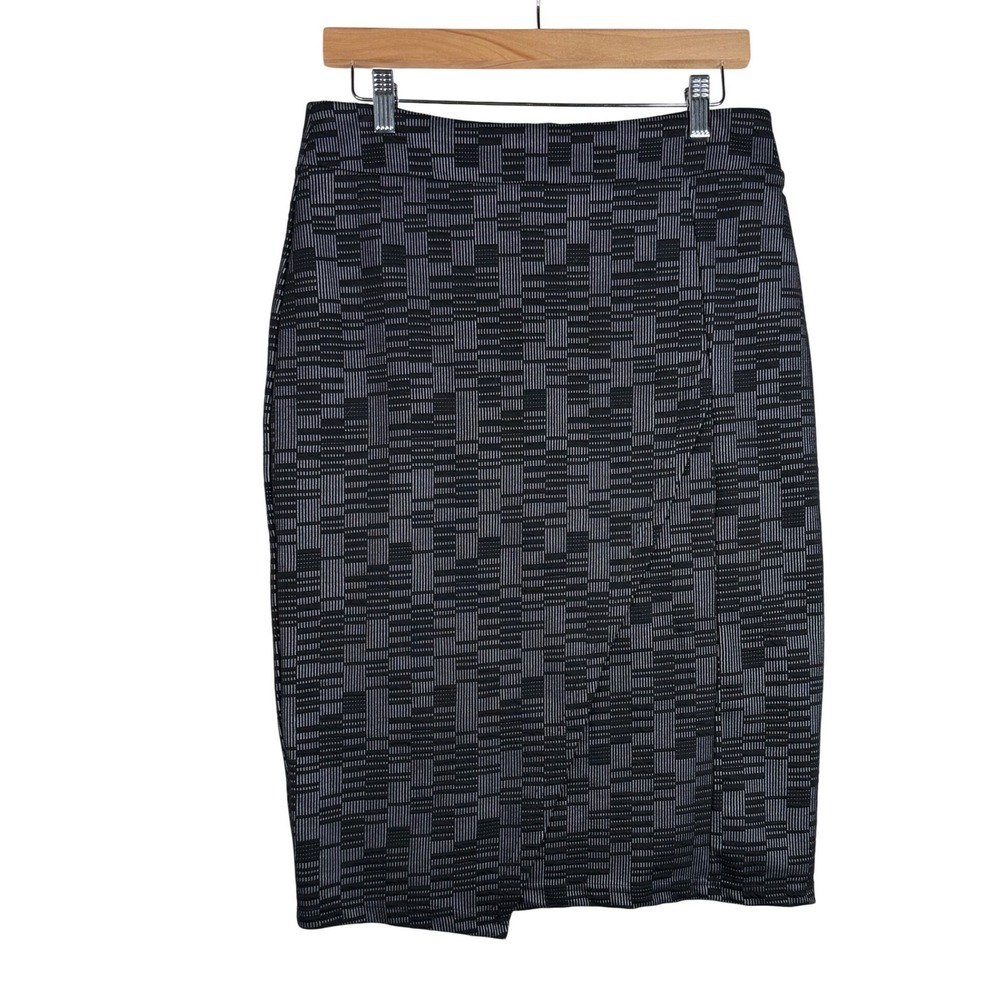 Anthropologie Maeve Geometric Print Pencil Skirt size Medium Black/Gray